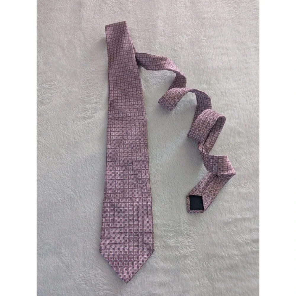 Brooks Brothers 346 Necktie Pink Geometric Silk Woven in Italy Mens OS Designer